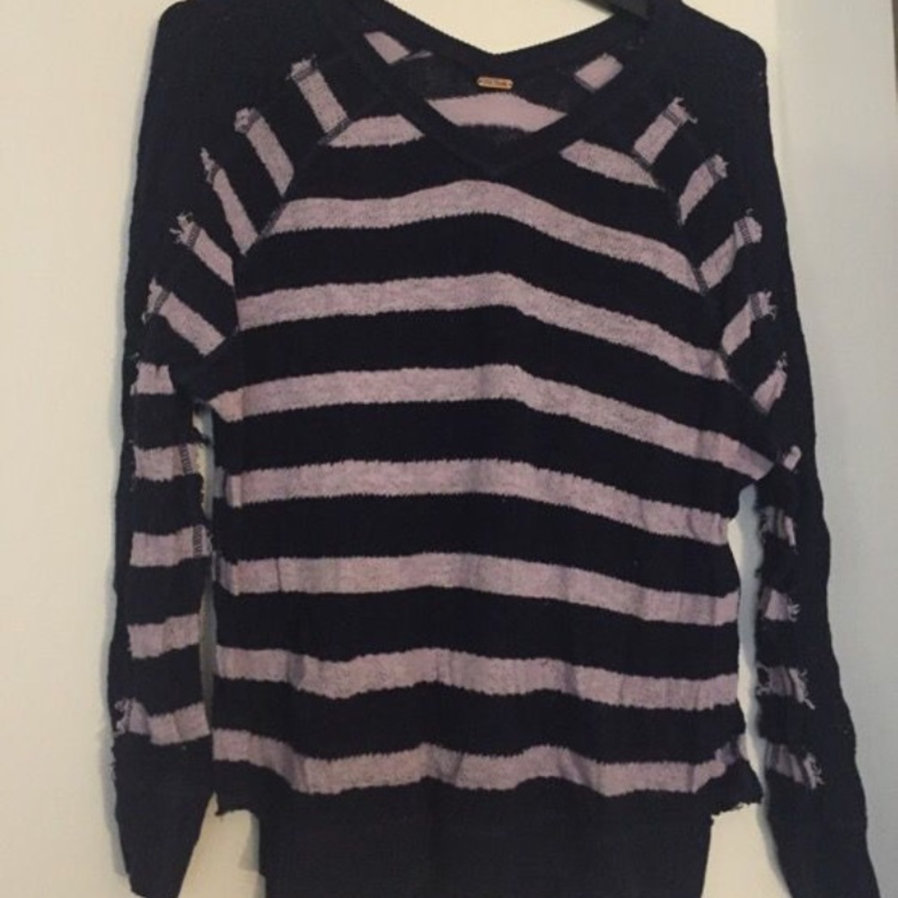 Free People lavender and dark blue long sleeve T